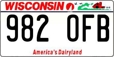 WI license plate 982OFB
