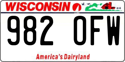 WI license plate 982OFW