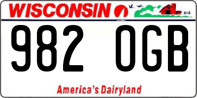 WI license plate 982OGB
