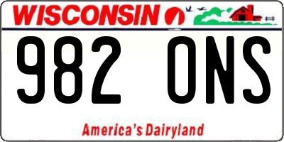 WI license plate 982ONS