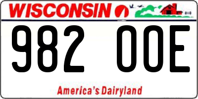 WI license plate 982OOE