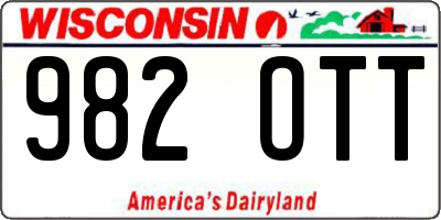 WI license plate 982OTT