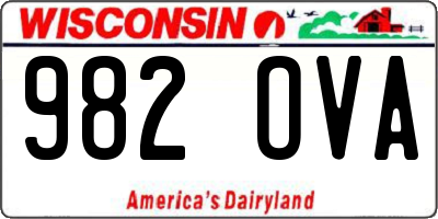 WI license plate 982OVA