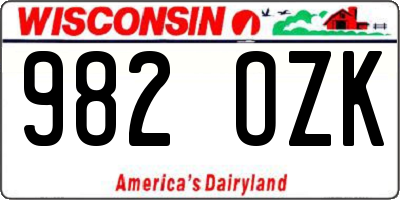 WI license plate 982OZK