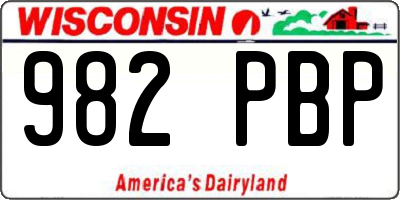 WI license plate 982PBP
