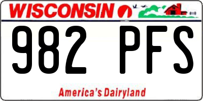 WI license plate 982PFS