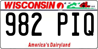 WI license plate 982PIQ