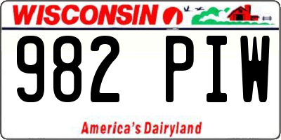 WI license plate 982PIW