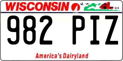 WI license plate 982PIZ