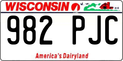 WI license plate 982PJC