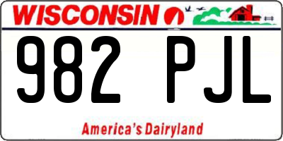 WI license plate 982PJL