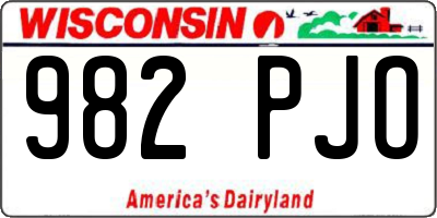 WI license plate 982PJO