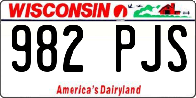 WI license plate 982PJS