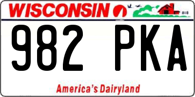 WI license plate 982PKA
