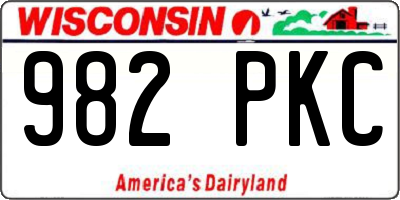 WI license plate 982PKC