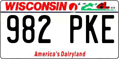 WI license plate 982PKE