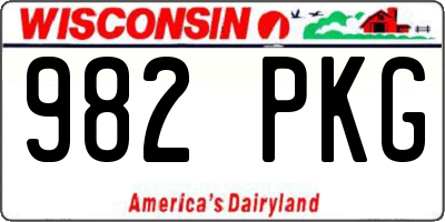 WI license plate 982PKG