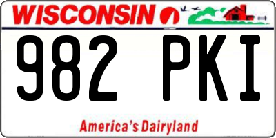 WI license plate 982PKI