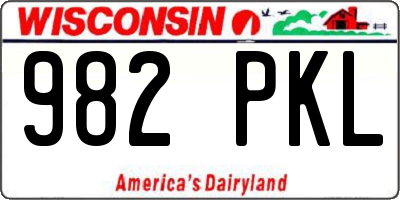 WI license plate 982PKL