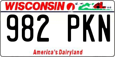 WI license plate 982PKN
