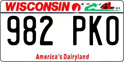 WI license plate 982PKO