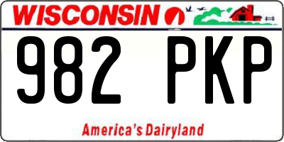 WI license plate 982PKP