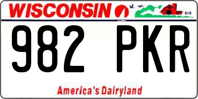 WI license plate 982PKR