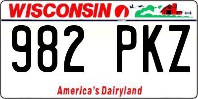 WI license plate 982PKZ