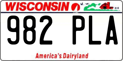 WI license plate 982PLA