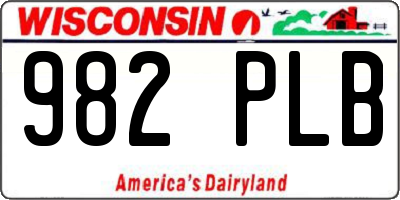 WI license plate 982PLB