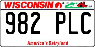 WI license plate 982PLC
