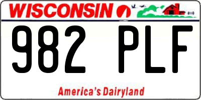 WI license plate 982PLF