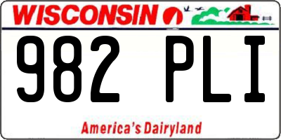 WI license plate 982PLI