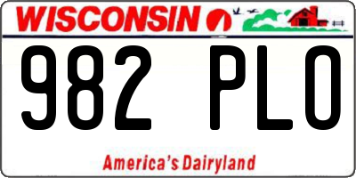 WI license plate 982PLO