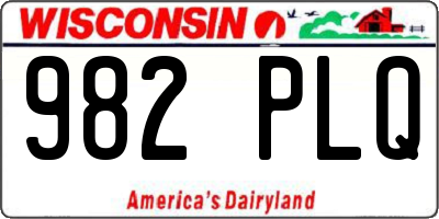 WI license plate 982PLQ