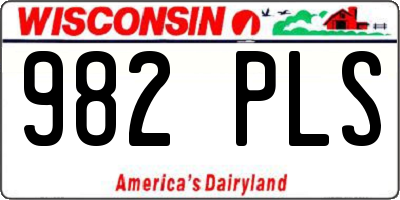 WI license plate 982PLS