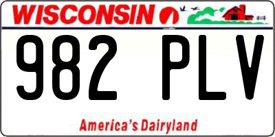WI license plate 982PLV