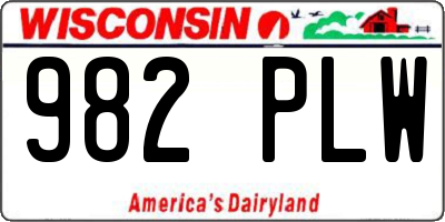 WI license plate 982PLW
