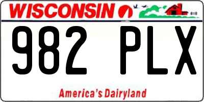 WI license plate 982PLX