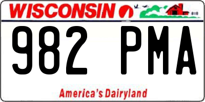 WI license plate 982PMA