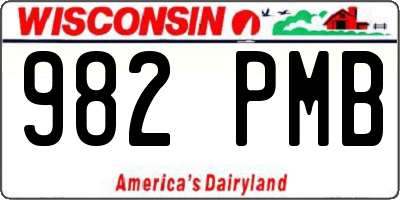 WI license plate 982PMB