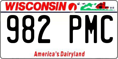 WI license plate 982PMC
