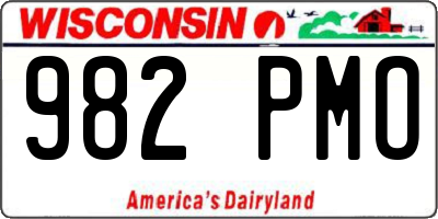 WI license plate 982PMO