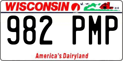 WI license plate 982PMP
