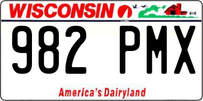 WI license plate 982PMX