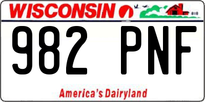 WI license plate 982PNF