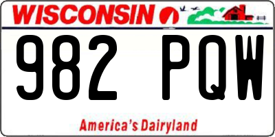 WI license plate 982PQW