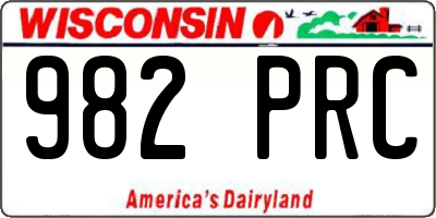 WI license plate 982PRC