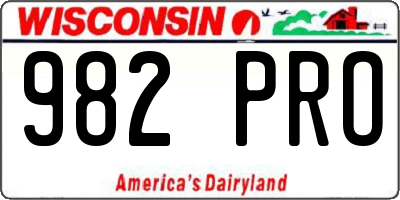 WI license plate 982PRO
