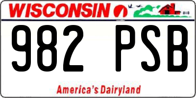 WI license plate 982PSB